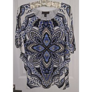Dana Buckman Blue Black White Tunic Women's Top XL